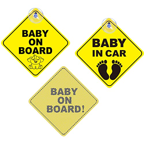 2 Stück Baby an Board Aufkleber Mit Saugnapf und 1 Stück Selbstklebendes Papier Auto Aufkleber Hitzebeständig Kein Ausbleichen von REQAG