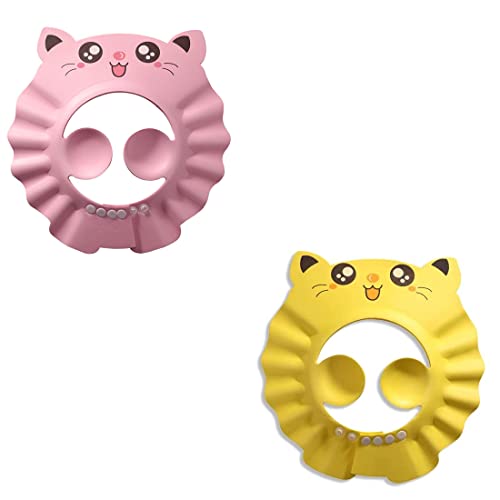 2 Stück Duschhaube Kinder, Duschhaube Baby, Duschhaube Kinder Duschen Baby Shampoo Kappe Haare Waschen Baby Sicherer Shampoo Cap Verstellbarer Silikon Shampoo Schutz Duschhaube Kinder von REQAG
