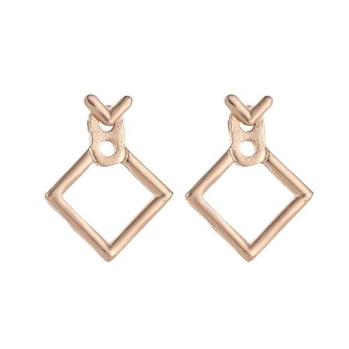 Boho Ohrringe mit schlichtem geometrischem Hohldiamant quadratischer Ohrstecker für Damen und Mädchen von REQAG