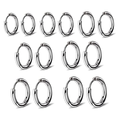 Creolen, 7 Paare Creolen Silber Set Damen Herren, kleine Creolen für Frauen,Creolen Set Silberne Creolen Schlafen Ohrstecker Klein Creolen Set Zierliche Knorpel Tragus Helix Schlafen Ohrringe 8-20MM von REQAG