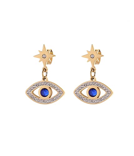 Creolen gold für Damen | Teufelsaugen, Evil-Eye Klein Knorpel Creolen Ohrringe Set Piercingschmuck Weihnachten für Damen Herre, Creolen Ohrringe Klein mit Anhänger Böse augeSchmuck für Damen Mädchenn von REQAG