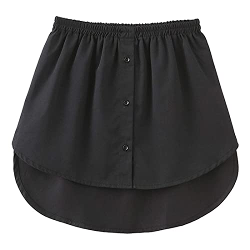 Damen Mini Unterrock Lower Skirt Sweep Hemd Verlängerung Rock mit Knöpfen Hemdverlängerung Layering Top Unterer, Fake Top Minirock Mini-Unterrock Saum Röckchen Schichtung gefälschte Röcke (Schwarz/M) von REQAG