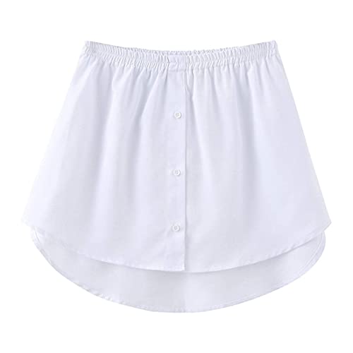 Damen Mini Unterrock Lower Skirt Sweep Hemd Verlängerung Rock mit Knöpfen Hemdverlängerung Layering Top Unterer, Fake Top Minirock Mini-Unterrock Saum Röckchen Schichtung gefälschte Röcke (Weiss/M) von REQAG