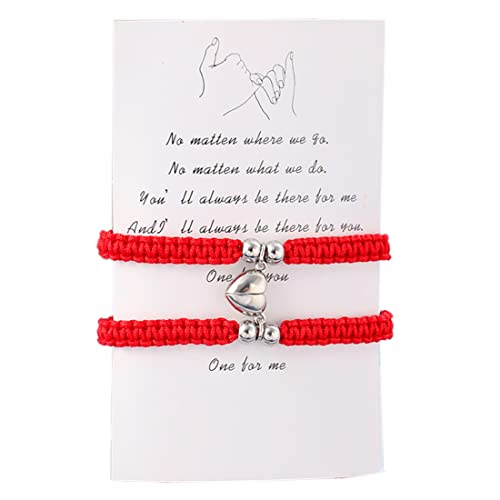 Magnetarmband für Pärchen, Pärchen Magnet Armband Gegenseitige Anziehung, Geschenk für Ihn Sie Freund Freundin, 2 gegenseitig attraktive Liebe Charme Armbänder, Männer Frauen Schmuck Geschenk-Rot von REQAG