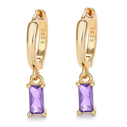 REQAG Goldene Ohrringe Damen Mit violettes Gold Tropfen, Creolen Gold Für Frauen 14K Gold Ohrringe Kreolen Gold Für Mädchen Und Männer 2PcS von REQAG