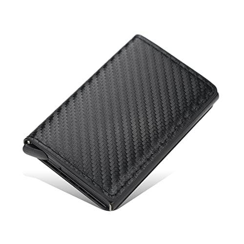 REQAG Wallet - Herren Geldbörse mit RFID-Schutz - Carbon Stil, Schwarz, Kunstleder, Minimalistisch, 3 Fächer, Schlank, Offene Brieftasche von REQAG