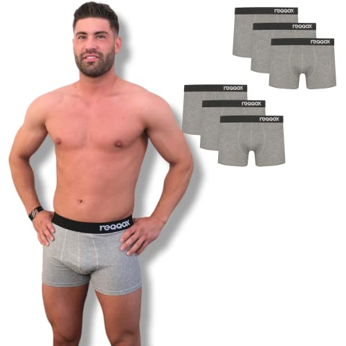 REQQOX Herren Boxershorts 6er Pack aus Baumwolle | qualitative Unterwäsche, Unterhose | Retroshorts atmungsaktiv | 6 x Grau L von REQQOX