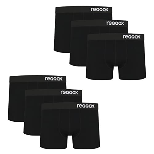 REQQOX Herren Boxershorts 6er Pack aus Baumwolle | qualitative Unterwäsche, Unterhose | Retroshorts atmungsaktiv | 6 x Schwarz XL von REQQOX