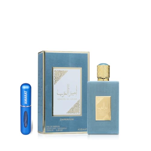 Ameer Al Arab Imperium Original Eau de Parfum, 100 ml, arabisches Parfüm, Uni, lange Lebensdauer, importiert aus Dubai, inklusive nachfüllbarem Zerstäuber, 5 ml, blumiger und süßer Duft (Imperium) von RESAES Resistant and aesthetic