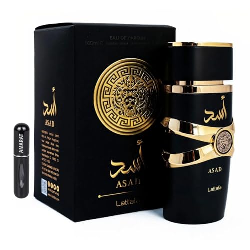 Asad Original-Parfüm, 100 ml, Eau da Parfum, importiert aus Dubai, mit lang anhaltenden süßen Aromen, ideal für den täglichen und abendlichen Gebrauch, inklusive nachfüllbarem Zerstäuber, 5 ml (Asad von RESAES Resistant and aesthetic