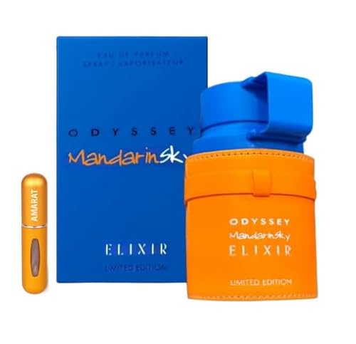 Odyssey Mandarin Sky Elixir Eau de Parfum, 100 ml, arabisches Parfüm, langanhaltend, inklusive nachfüllbarem Zerstäuber, 5 ml, süßer holziger Zitrusduft (Mandarin Sky Elixir) von RESAES Resistant and aesthetic