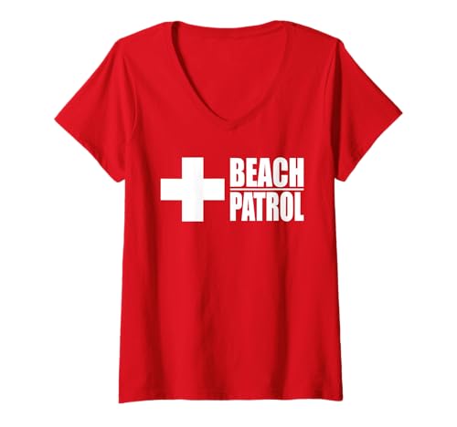 Damen Beach Patrol Rettungsschwimmer Surf Rettung T-Shirt mit V-Ausschnitt Damen Beach Patrol Rettungsschwimmer Surf Rettung T-Shirt mit V-Ausschnitt von RESCUE TEAM GEAR