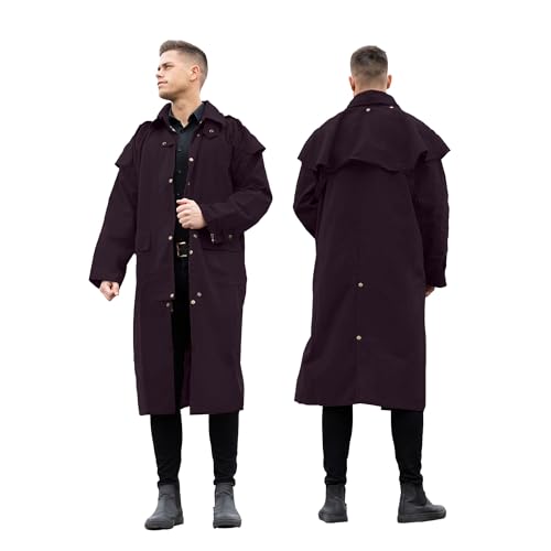 Resistance Unisex Western Oilskin Wasserdichter Staubmantel Arbeitskleidung Schwarz Braun Langer Regenmantel mit Messingknopf und Taschen, Bronzebraun, 4XL Resistance Unisex Western Oilskin Wasserdichter Staubmantel Arbeitskleidung Schwarz Braun Langer Regenmantel mit Messingknopf und Taschen, Bronzebraun, 4XL von RESISTANCE
