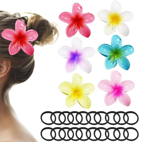 6 Stück Blumenklammern, Haarklammern, Blumen-Haarspangen, Haarklammern, hawaiianische Haarklammern, rutschfeste Blumen-Haarspangen mit 20 schwarzen 4 cm langen Haargummis für Damen und Mädchen, 6 Stück Blumenklammern, Haarklammern, Blumen-Haarspangen, Haarklammern, hawaiianische Haarklammern, rutschfeste Blumen-Haarspangen mit 20 schwarzen 4 cm langen Haargummis für Damen und Mädchen, von RESTALLADNWEST