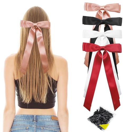 Haarschleifen, Haar-Accessoires für Mädchen, Schleifen-Haarspange, seidiger Satin, Haarschleifen, Haarschleifen, Haarband, Pferdeschwanz-Halter, Zubehör, Metall-Clips, Haarschleife für Damen und Haarschleifen, Haar-Accessoires für Mädchen, Schleifen-Haarspange, seidiger Satin, Haarschleifen, Haarschleifen, Haarband, Pferdeschwanz-Halter, Zubehör, Metall-Clips, Haarschleife für Damen und von RESTALLADNWEST