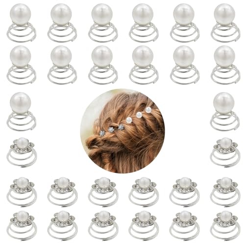 Spiral-Haarnadeln, Braut-Haarnadeln, Kristall-Strasssteine, Wirbel-Haarnadeln, Perlen-Haarnadeln, Hochzeits-Haarschmuck für Frauen und Mädchen, Hochzeit, Brautparty (2 Stile) von RESTALLADNWEST