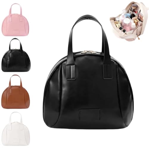 Muschelförmige Kosmetiktasche mit Mehreren Fächern, Kulturbeutel mit Mehreren Fächern, wasserdichte Kosmetiktasche mit Fächern, große Kapazität für unterwegs (Black) von RETGJNC