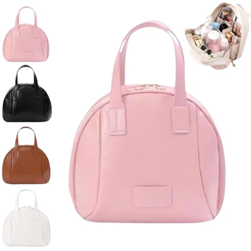 Muschelförmige Kosmetiktasche mit Mehreren Fächern, Kulturbeutel mit Mehreren Fächern, wasserdichte Kosmetiktasche mit Fächern, große Kapazität für unterwegs (Pink) von RETGJNC