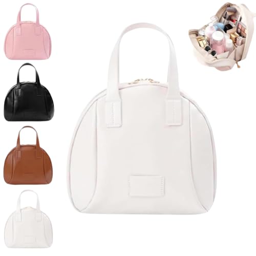 Muschelförmige Kosmetiktasche mit Mehreren Fächern, Kulturbeutel mit Mehreren Fächern, wasserdichte Kosmetiktasche mit Fächern, große Kapazität für unterwegs (White) von RETGJNC