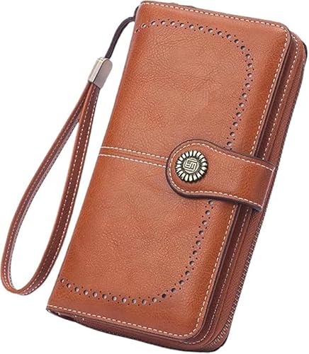 RETGJNC Stilvolle Damen-Geldbörse mit Reißverschluss, große Clutch mit Mehreren Kartenfächern, erhältlich in 9 Farben von RETGJNC