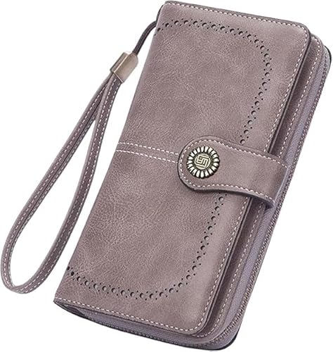 RETGJNC Stilvolle Damen-Geldbörse mit Reißverschluss, große Clutch mit Mehreren Kartenfächern, erhältlich in 9 Farben von RETGJNC