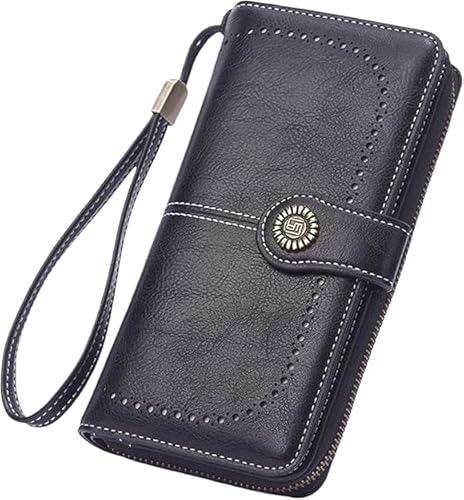 RETGJNC Stilvolle Damen-Geldbörse mit Reißverschluss, große Clutch mit Mehreren Kartenfächern, erhältlich in 9 Farben von RETGJNC