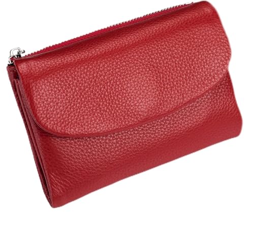 RETGJNC Unisex-Geldbörse aus genarbtem Leder, Damen-Geldbörse aus echtem Leder mit Kreditkartenhalter, Münzfach und Bargeldfach von RETGJNC