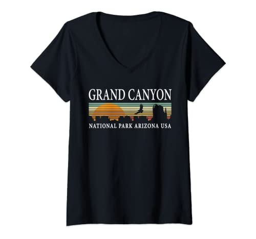 Damen Retro Grand Canyon Kleidung & Vintage Grand Canyon T-Shirt mit V-Ausschnitt von RETRO GRAND CANYON & VINTAGE GRAND CANYON SHIRTS