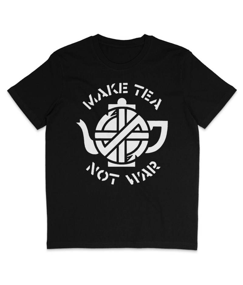 Crass - Make Tea Not War Weißer Text von RETROSHIRTSANDGIFTS