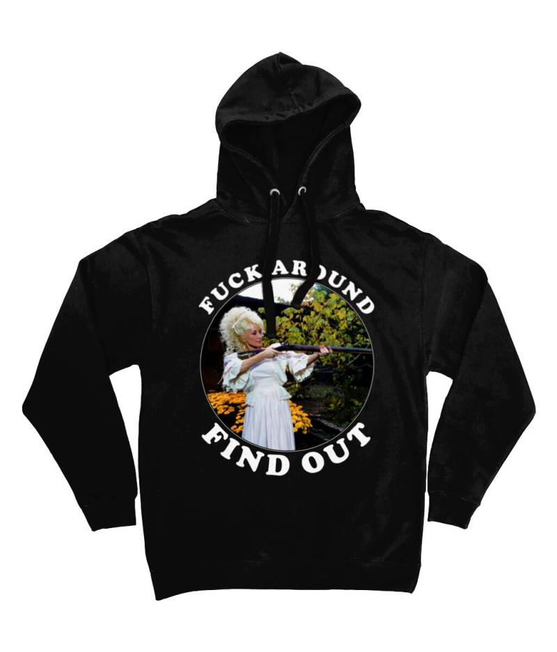 Fk Around Find Out - Weißer Text Hoodie von RETROSHIRTSANDGIFTS