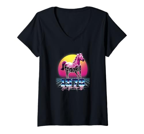 Damen 1978 Jahr des Pferdes Vaporwave T-Shirt mit V-Ausschnitt Damen 1978 Jahr des Pferdes Vaporwave T-Shirt mit V-Ausschnitt von RETROWAVE ZODIAC SIGNS