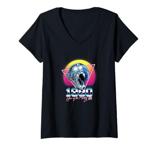 Damen 1980 Jahr des Affen (Vaporwave) T-Shirt mit V-Ausschnitt von RETROWAVE ZODIAC SIGNS