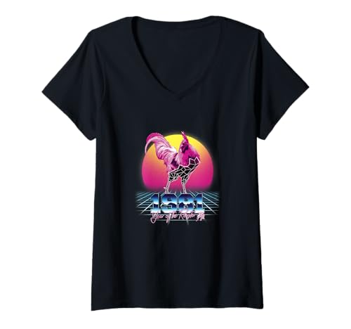 Damen 1981 Jahr des Hahns Vaporwave T-Shirt mit V-Ausschnitt Damen 1981 Jahr des Hahns Vaporwave T-Shirt mit V-Ausschnitt von RETROWAVE ZODIAC SIGNS