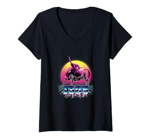 Damen 1985 Jahr des Bullen Vaporwave T-Shirt mit V-Ausschnitt Damen 1985 Jahr des Bullen Vaporwave T-Shirt mit V-Ausschnitt von RETROWAVE ZODIAC SIGNS