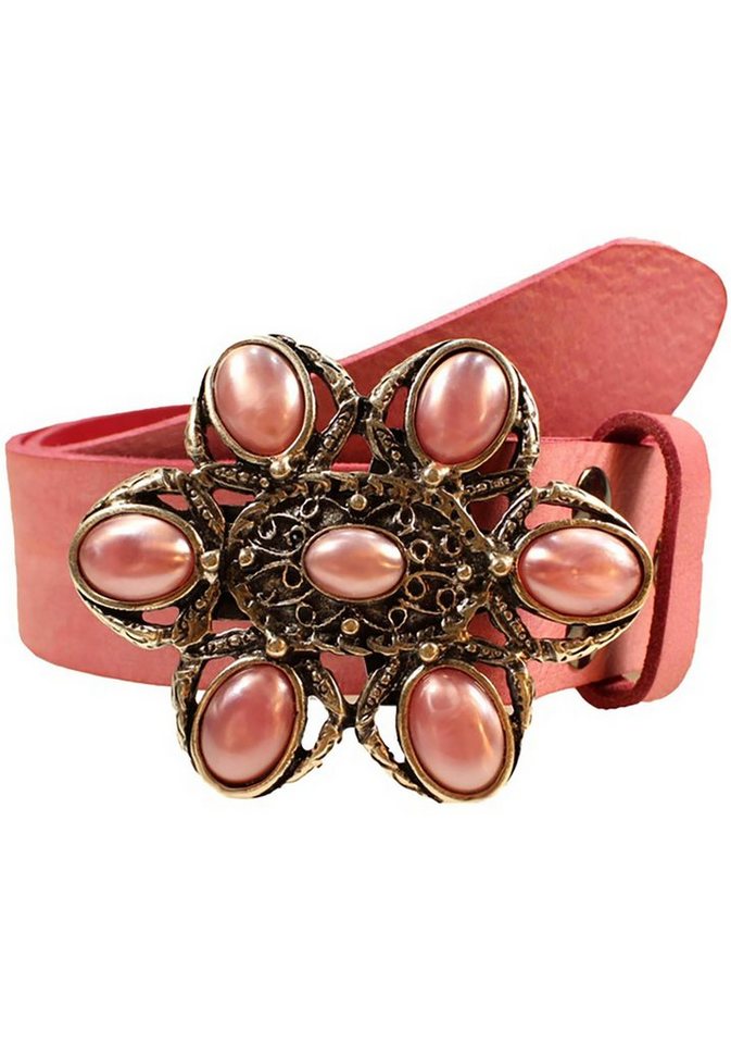 Rettungsring Gürtel Ledergürtel mit austauschbarer Schließe »Nostalgie Perle Rosa« von Rettungsring Gürtel