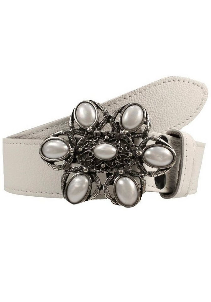 Rettungsring Gürtel Ledergürtel mit austauschbarer Schließe »Nostalgie Perle Weiß« von Rettungsring Gürtel