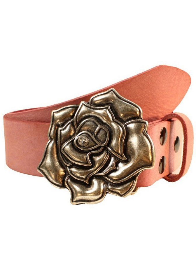 Rettungsring Gürtel Ledergürtel austauschbare Schließe, Rose flach mit echtem Swarovskistein veredelt von Rettungsring Gürtel