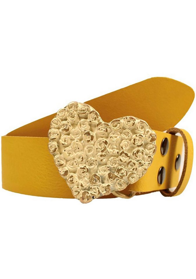 Rettungsring Gürtel Ledergürtel mit austauschbarer Schließe »Rosenherz Antik Gold« von Rettungsring Gürtel