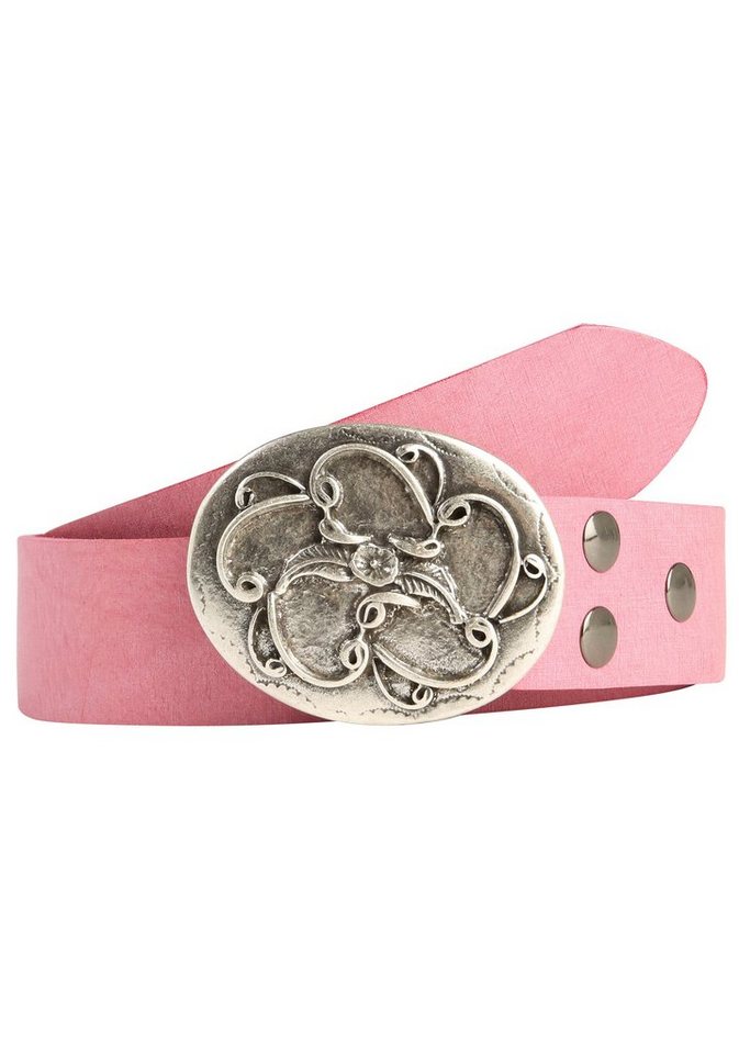 Rettungsring Gürtel Ledergürtel mit austauschbarer Schließe »Blume Schnörkel« von Rettungsring Gürtel