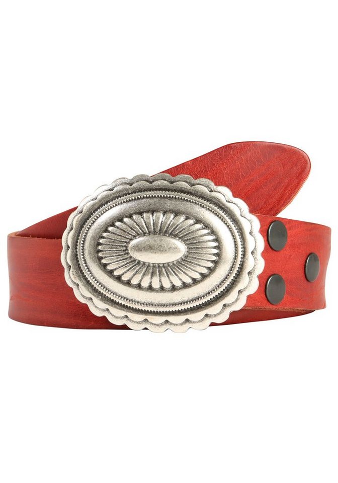 Rettungsring Gürtel Ledergürtel mit austauschbarer Schließe »Mandala Silber« von Rettungsring Gürtel