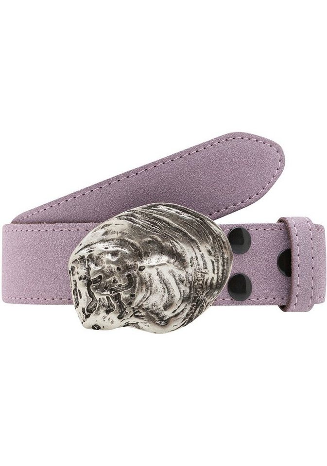 Rettungsring Gürtel Ledergürtel mit austauschbarer Schließe »Auster Muschel Silber« von Rettungsring Gürtel