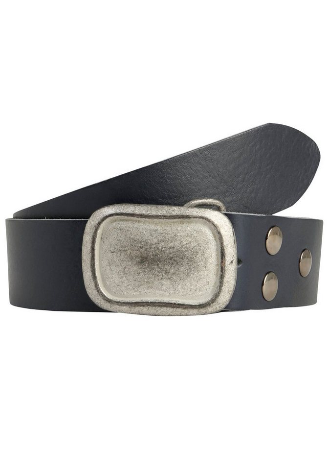 Rettungsring Gürtel Ledergürtel mit austauschbarer Schließe »Rechteck Eingefasst Grau« von Rettungsring Gürtel