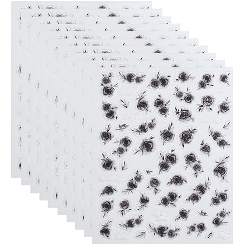 10 Blätter Blumennagelaufkleber Blumennägel Kunst Blumennägel Aufkleber Selbstklebstoffdekoration von RETUOLWAG
