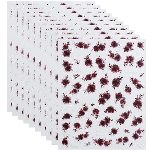 10 Blätter Blumennagelaufkleber Blumennägel Kunst Blumennägel Aufkleber Selbstklebstoffdekoration von RETUOLWAG