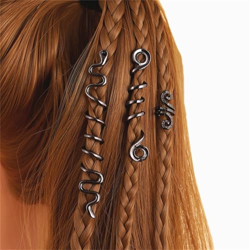 3 x langlebige und drehbare Haarspange aus Metalllegierung, stilvolle Dreadlock-Haarspange zum Personalisieren von Frisuren, verstellbare Haarmanschetten von RETUOLWAG