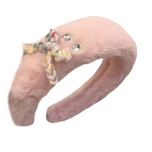 Einzigartiges Schleifen-Haar-Accessoire für Damen, weiches Plüsch-Stirnband, Kopfbedeckung, Haarschmuck mit glitzernden Strasssteinen von RETUOLWAG