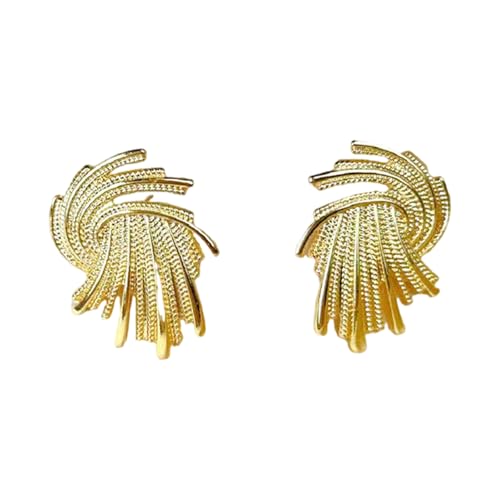 Elegante Ohrstollen Gold Ohrringe Datum Metall Textur Office Wear Schmuck Geeignet Für Lässige Und Formelle Veranstaltung Gold Geeignet von RETUOLWAG