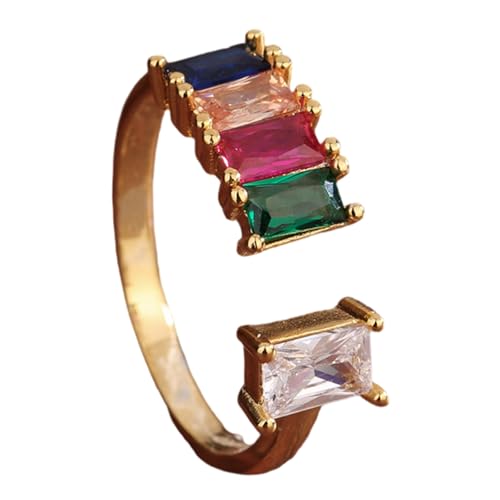 Elegante Roségold Open Ringe Farbenfrohe Zirkonsteine Fingerringe Für Modische Frauen Elegantes Party Accessoire Frauen Geschenk von RETUOLWAG