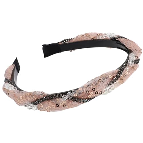 Elegantes Highskull Haarband mit Strasssteinen, Nieten, französisches Netzgewebe, Spitzen-Haarreif für weibliche Haarstyling-Dekorationen von RETUOLWAG