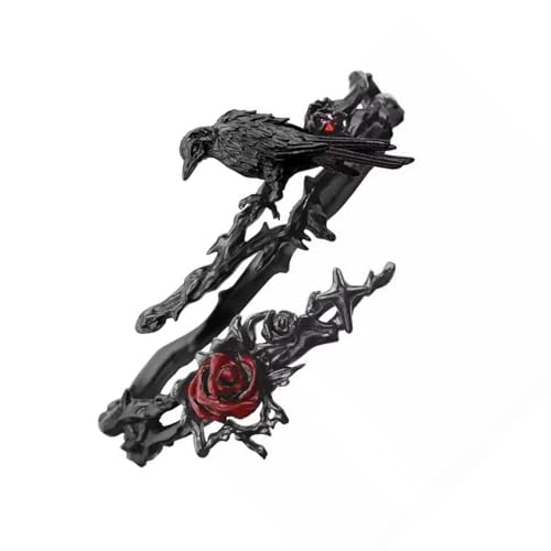 Gothic Romance Rose Blume Handgelenk Schmuck Legierung verstellbar Armreif für alternative Stile Gothic stapelbar Rose Handgelenk Zubehör von RETUOLWAG